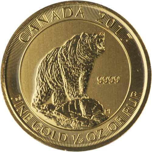 2017 Canadian Grizzly Bear Gold Coin 1/3 oz — 0.9999 Fine