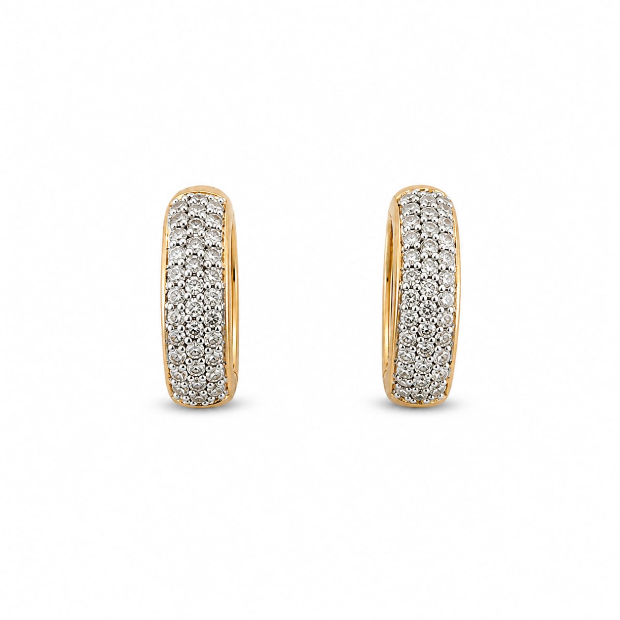 14K Yellow Gold Diamond Hoop Earrings - 1.00 ctw Natural