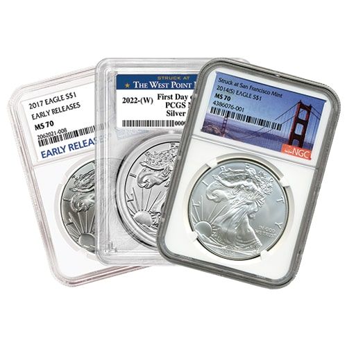 1 oz American Silver Eagle MS70 — PCGS or NGC Graded